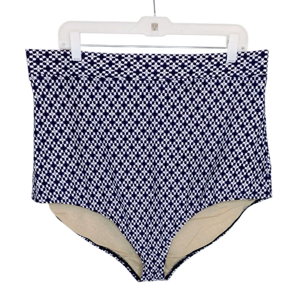 Cacique Lane Bryant Swim Bottom Plus‎ Size 24 Navy Blue White Bathing Suit Brief